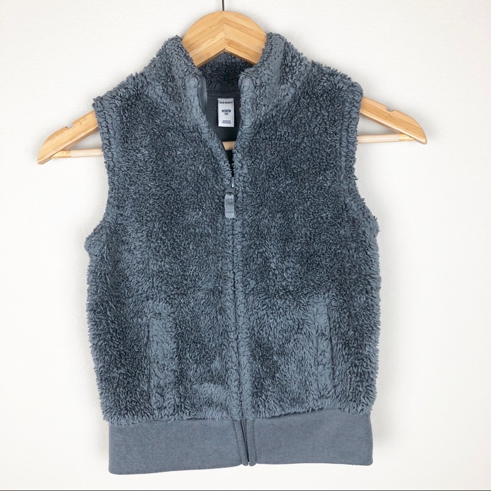 OLD NAVY Girl’s Fleece Vest, Gray, Medium